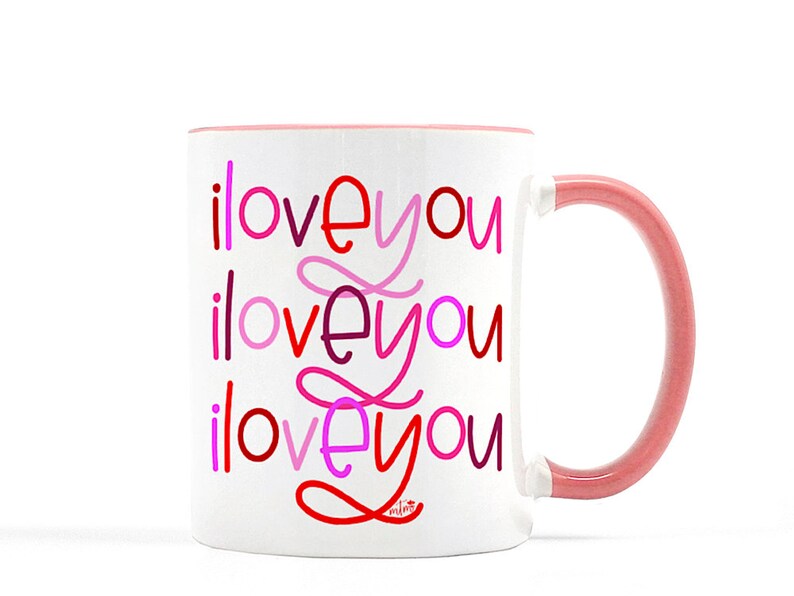 I love you mug, Valentine's Day mug, Valentine's mug, Valentine's gift for her, pink and red mug, red mug, pink mug, Valentine's Day gift Pink