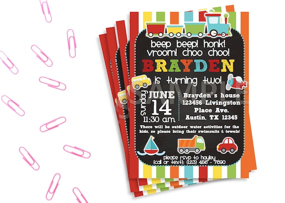 Transportation Party, Transportation Theme, Transportation, Automobile Printable, Car Invitation, Planes Invite, Automobiles Invite, Cars Il_570xn