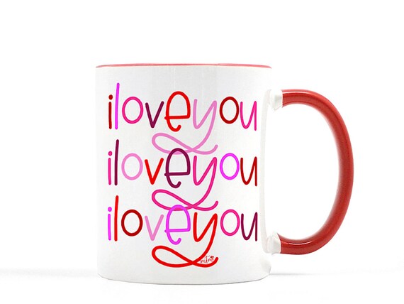 I love you mug, Valentine's Day mug, Valentine's mug, Valentine's gift for her, pink and red mug, red mug, pink mug, Valentine's Day gift Il_570xn