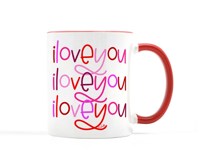 I love you mug, Valentine's Day mug, Valentine's mug, Valentine's gift for her, pink and red mug, red mug, pink mug, Valentine's Day gift Red