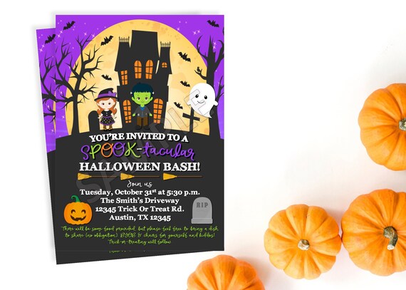 Halloween Party Invitation, Halloween Party, Halloween Party Invite, Halloween Invite, Halloween Bash, Monster Mash, Block Party Invite Il_570xn