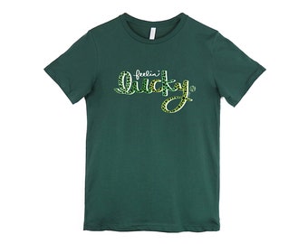 St. Patrick's Day shirt, feeling lucky shirt, leopard shirt, luck of the Irish shirt, lucky shirt, four leaf clover, four leaf clover shirt