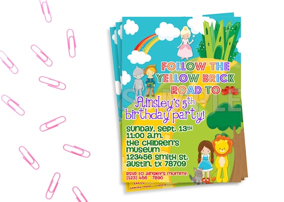 Wizard of Oz Birthday Party Invitation, Printable Wizard of Oz Invitation, Wizard of Oz Birthday Party, Wizard of Oz Themed Party Il_570xn