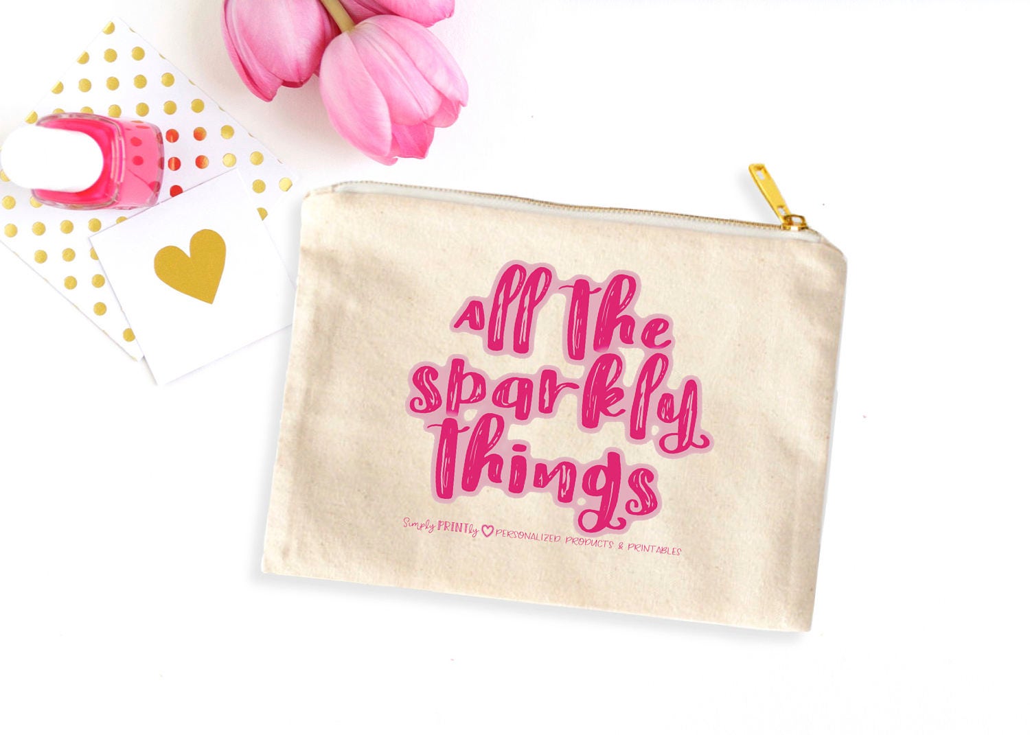 Canvas Cosmetic Bag Sparkly Things Cosmetic Bag Sparkly Etsy