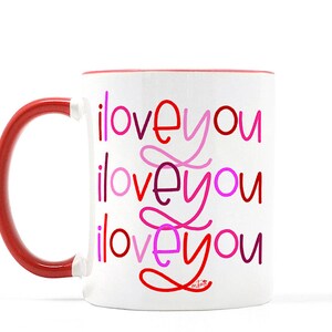 I love you mug, Valentine's Day mug, Valentine's mug, Valentine's gift for her, pink and red mug, red mug, pink mug, Valentine's Day gift image 2