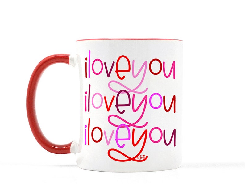 I love you mug, Valentine's Day mug, Valentine's mug, Valentine's gift for her, pink and red mug, red mug, pink mug, Valentine's Day gift image 2