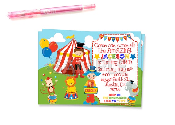 Circus Invitation, Circus Invitations, Circus Birthday, Carnival Invitation, Carnival Invitations,Carnival Theme,Circus Theme,Printable Il_570xn