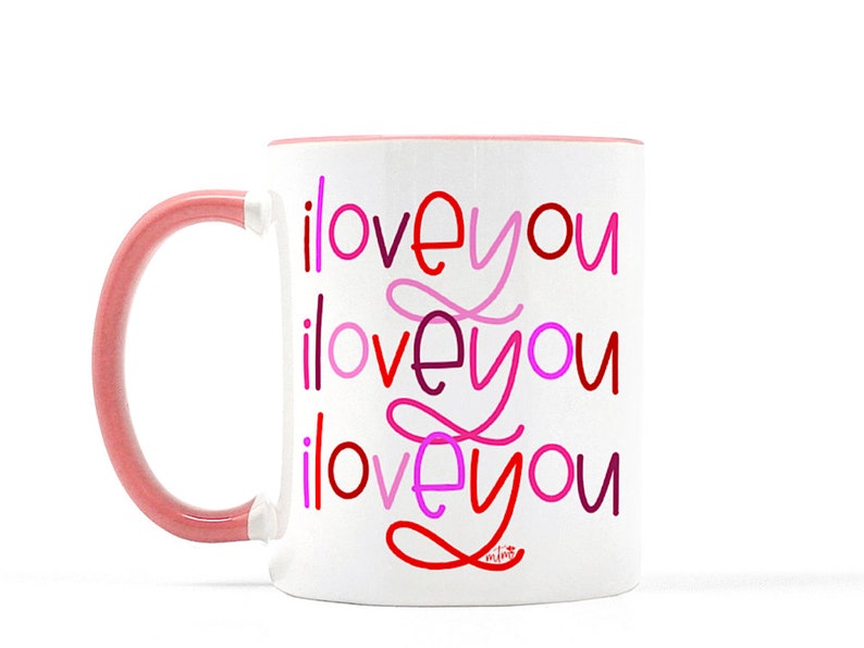 I love you mug, Valentine's Day mug, Valentine's mug, Valentine's gift for her, pink and red mug, red mug, pink mug, Valentine's Day gift image 4