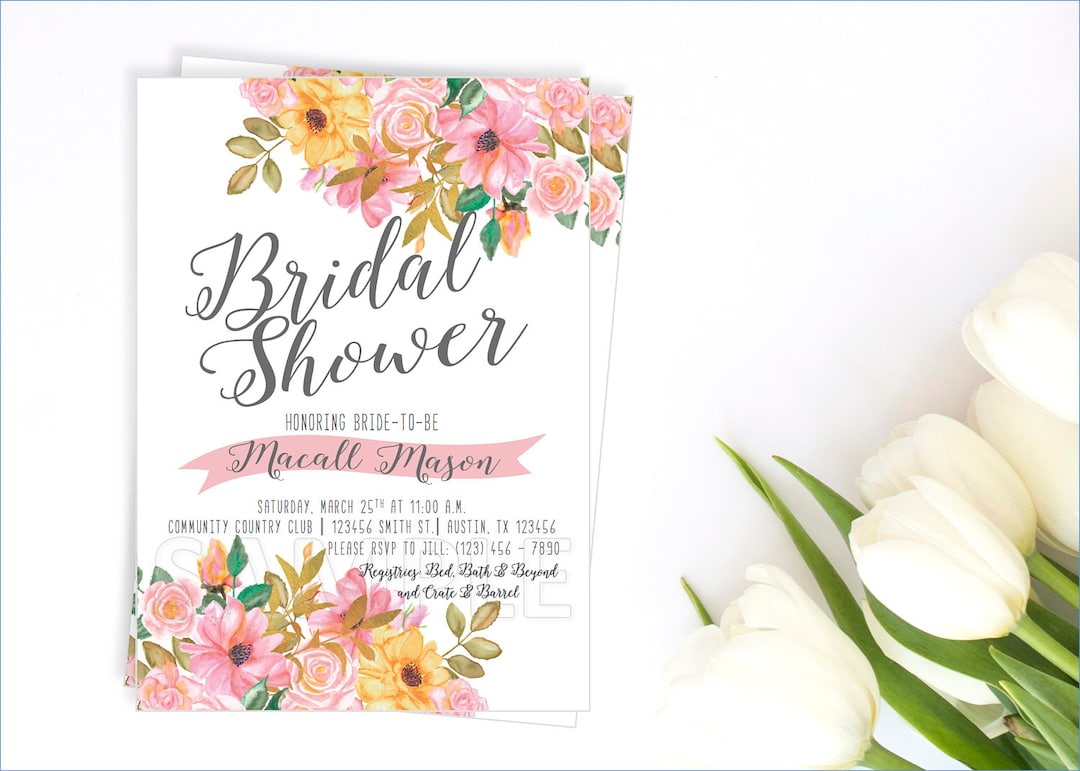 Floral Bridal Shower Invitation, Flower Bridal Shower Invite, Printable
