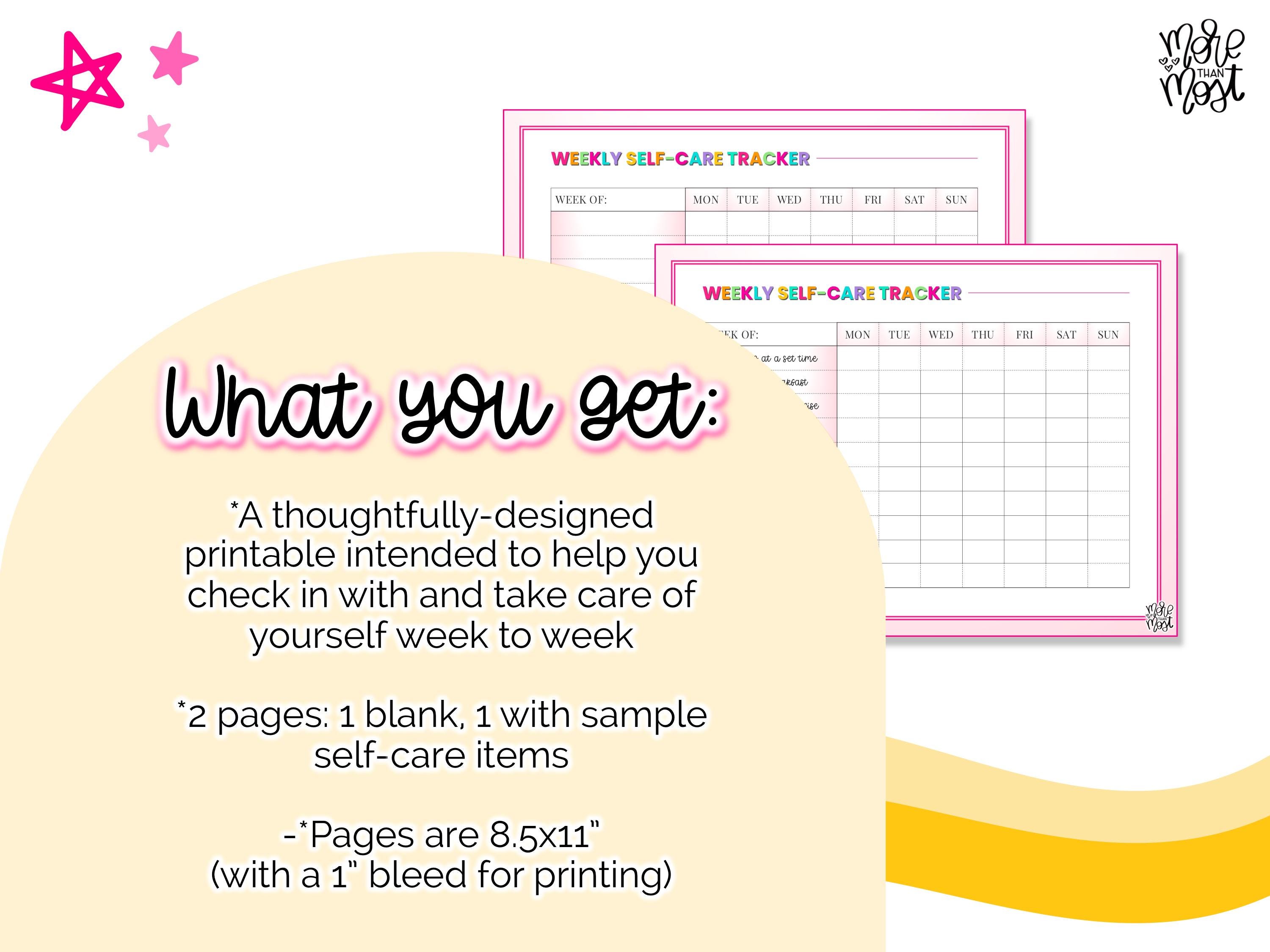 Weekly Self-care Tracker | Printable Self Care Planner | Minimal ...