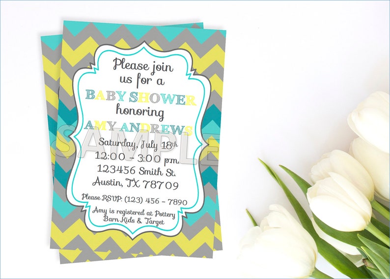 Grey Yellow And Blue Baby Shower Invitation Printable Grey Etsy Grey Yellow And Blue Baby Shower Invitation Printable Grey Etsy