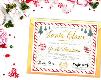 Santa nice list certificate printable, Santa Claus official nice list certificate, nice list certificate, nice list printable, Santa letter