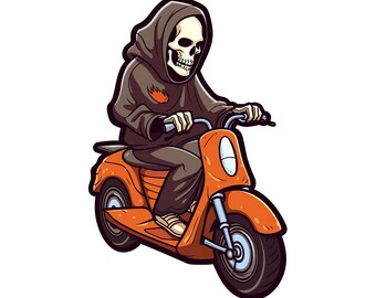 Ride or Die Sticker - Death on a Scooter Sticker