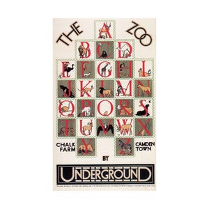 Póster vintage del zoológico ABC de Londres - Metro de Londres - Póster vintage de Londres