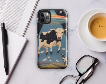 Cow abduction quilt iPhone case -  Alien & UFO abduction