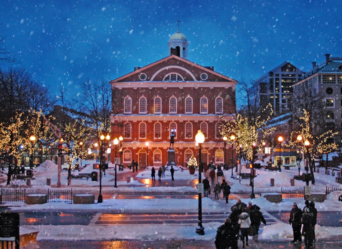 Boston Art Faneuil Hall Boston Prints Christmas Art Quincy Etsy
