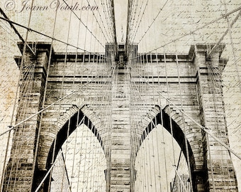 Brooklyn Bridge, Vintage New York Brooklyn Bridge Art, Brooklyn Art, Brooklyn Bridge Canvas, New York Art, NYC Print, NYC Art, NYC Canvas