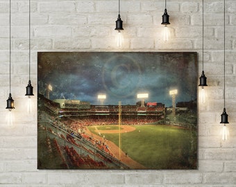 Fenway Park Wall Art - Boston Red Sox Wall Art - Vintage Red Sox Sports Decor - Red Sox Canvas - Choose Print or Canvas - FREE SHIPPING