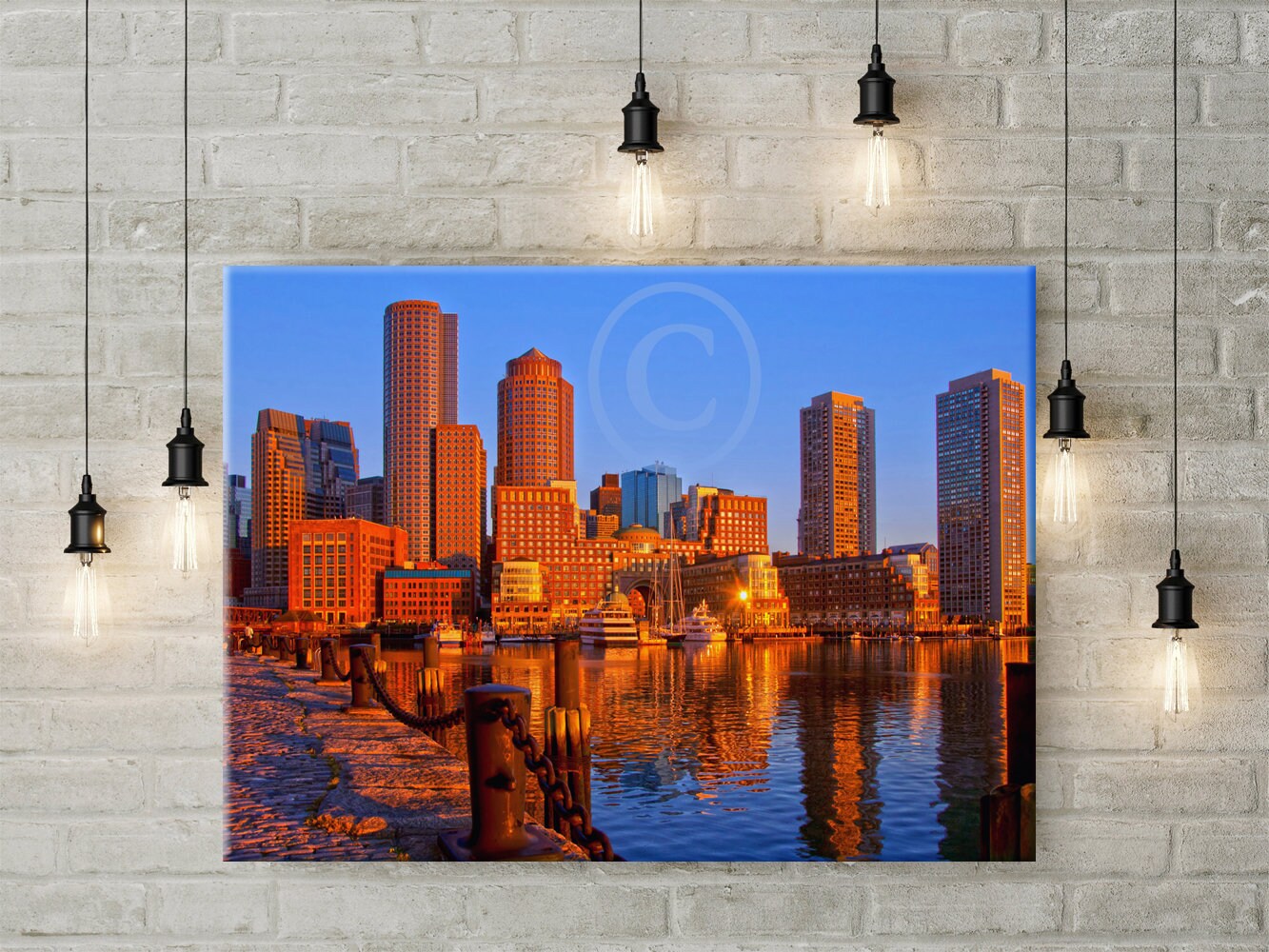 Boston Skyline Print Boston Wall Art Boston Canvas Wall Art Etsy