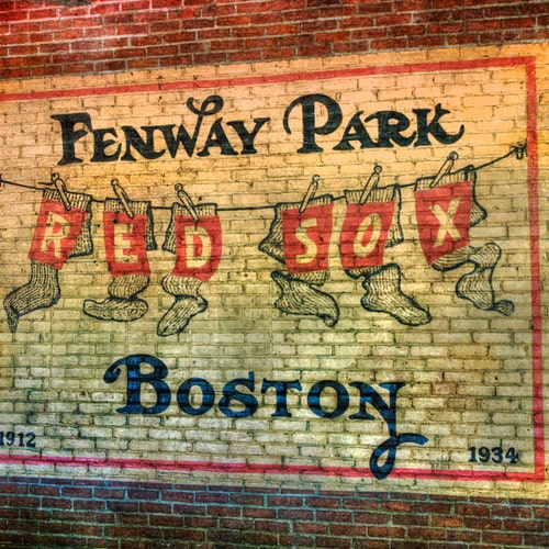 Vintage Red Sox Print Fenway Park Canvas Wall Decor Red Sox Etsy
