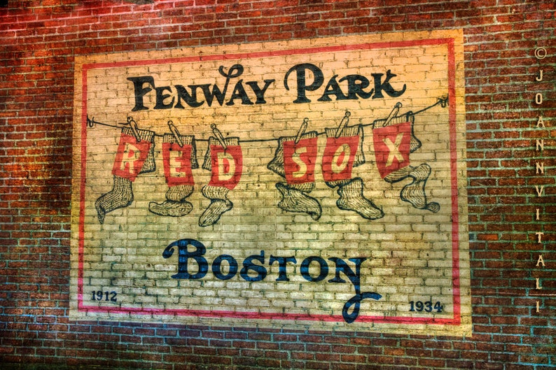 Vintage Red Sox Print Fenway Park Canvas Wall Decor Man Cave Boston Sports Art Baseball