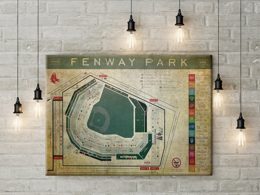 Vintage Fenway Park Seating Chart Print - Vintage Fenway Park Seating