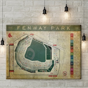 Vintage Fenway Park Seating Chart PRINT or CANVAS Vintage 