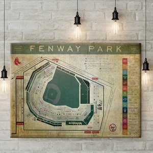 Vintage Fenway Park Seating Chart Print - Vintage Fenway Park Seating Schematic - Red Sox Wall Art - Fenway Park Print- Ships Free