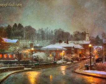 Peterborough NH - New Hampshire Art - Romantic Wall Art - Winter Canvas - New England Winter Scene - Winter Landscape Wall Art - Snow Scene