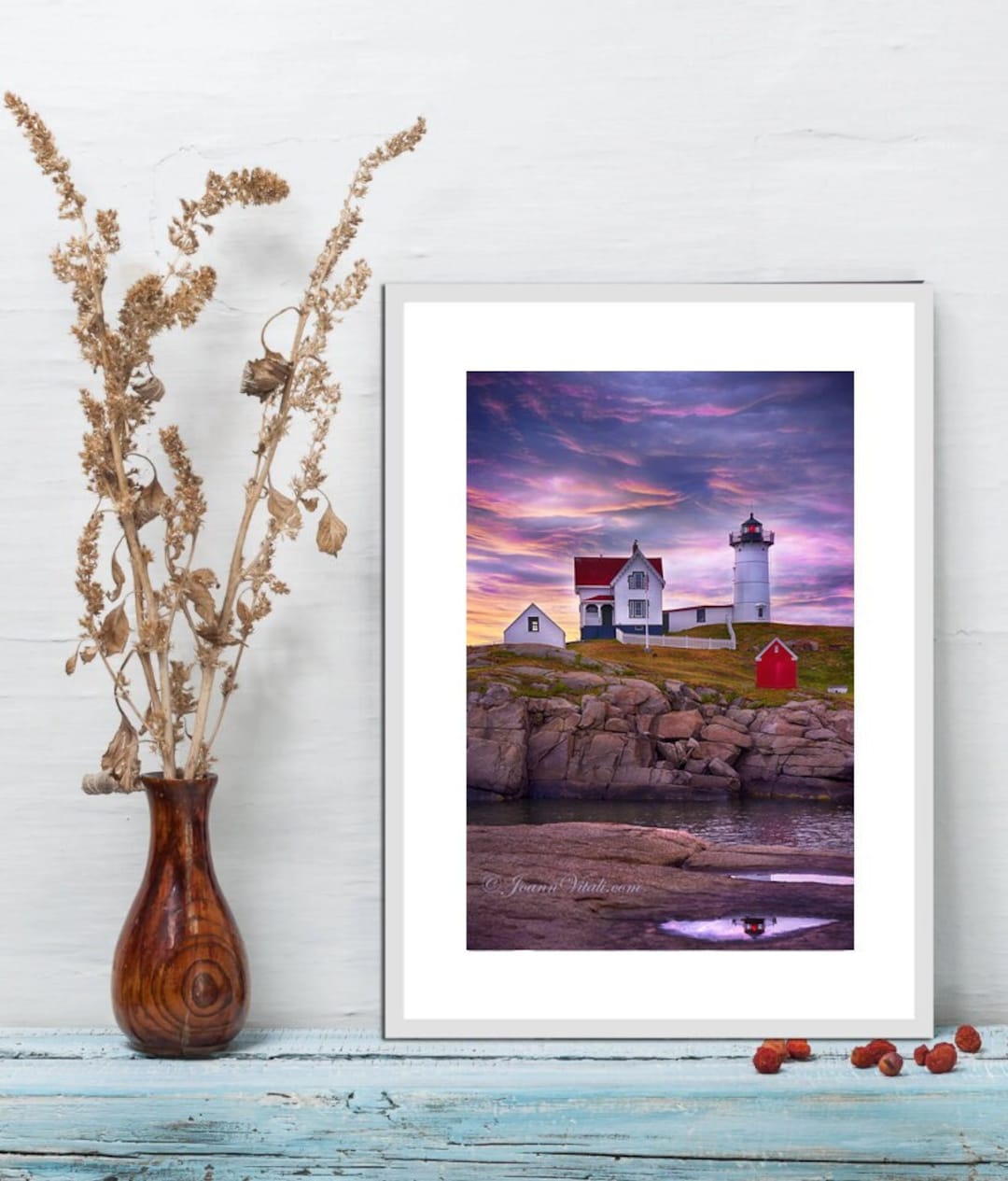 Nubble Lighthouse Sunrise Wall Art, Maine Seascape, Maine Lighthouse