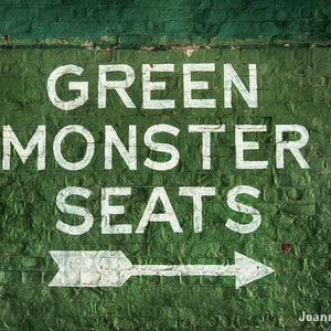 Vintage Fenway Park Green Monster Seats Sign, Boston Red Sox Art, Fenway Park Canvas, Red Sox Poster
