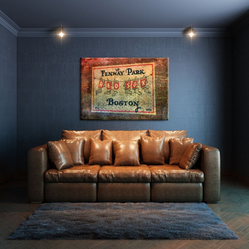 Vintage Red Sox Print Fenway Park Canvas Wall Decor Red Sox Etsy