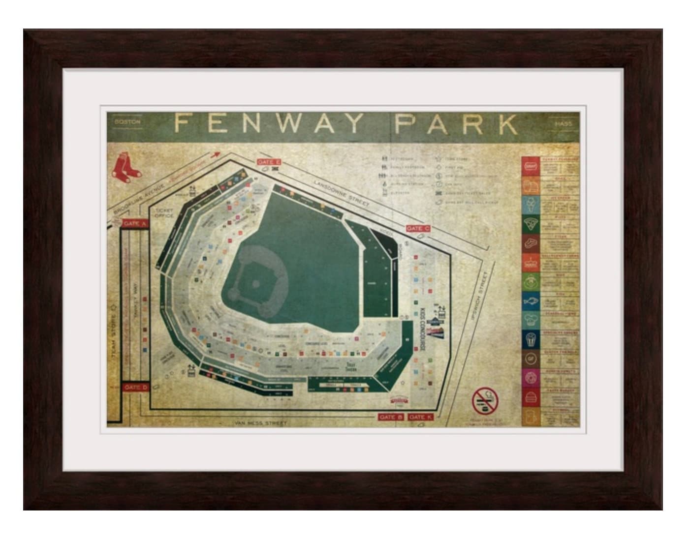 Vintage Fenway Park Seating Chart PRINT or CANVAS Vintage | Etsy