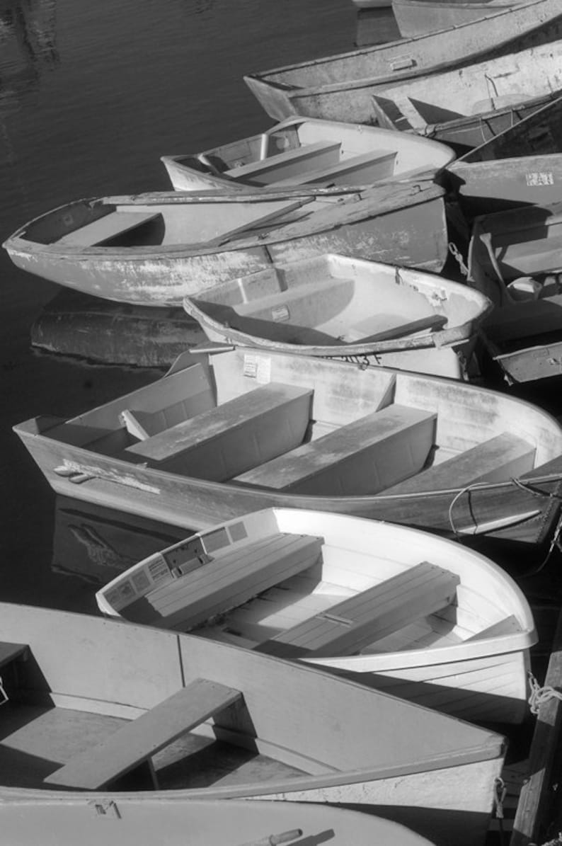 Row Boats Docked in Rockport Ma Row Boat Print Colorful Wall Art Fishing Decor Ocean Decor Coastal Wall Decor Beach Canvas image 2