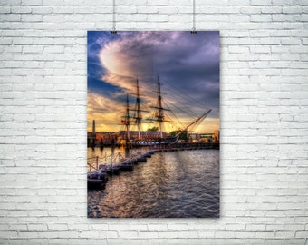 USS Constitution, Boston Tall Ships, Boston Harbor, Navy Art, military art, Boston Photography, Boston Canvas, Nautical Canvas