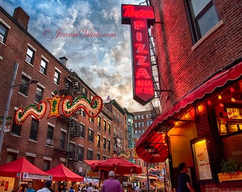 Boston North End, Boston Print, Boston Regina Pizza, Pizza Sign, Boston Art, Boston Photography, North End Art, Boston Prints, Vintage Signs