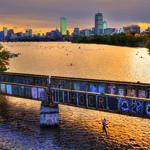 Head of the Charles Regatta, Charles River Regatta, Boston Skyline Canvas, Rowing Art, Boston University Bridge, CHOOSE PRINT or CANVAS
