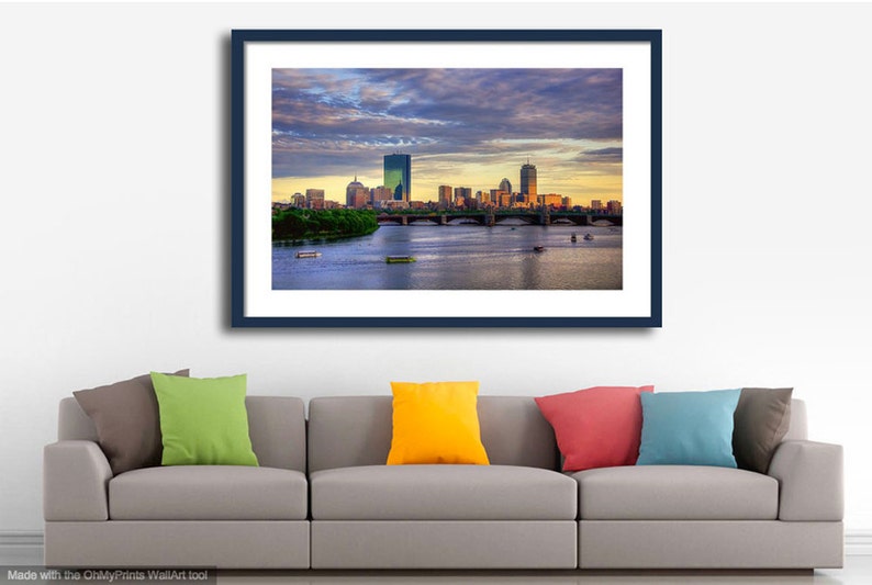 Boston Skyline Canvas Print, Charles River, Massachusetts Wall Art image 2