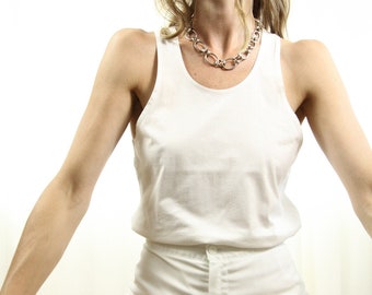 M. Vintage 1970s White Cotton Racerback Tank // Vintage Basics