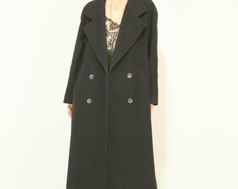 Vintage 90s Austrian Wool Long Coat With Hood - Oversized Loden