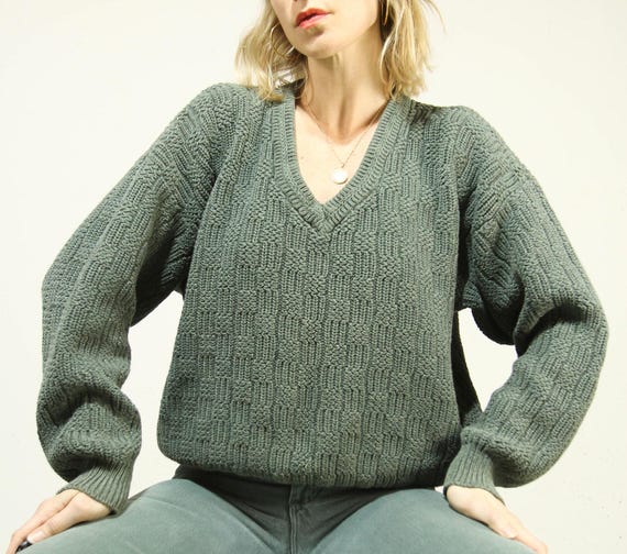 Maglione lavorato a maglia verde salvia vintage Eddie Bauer degli - Main Image