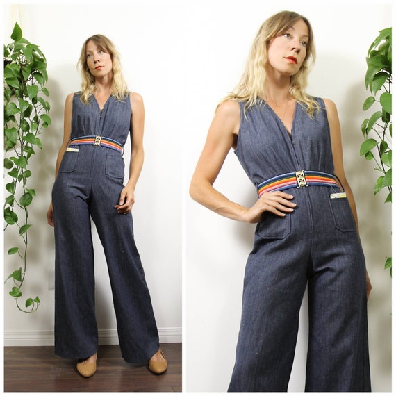 1970s Deadstock Vintage Denim, Bell Bottom Jumpsui
