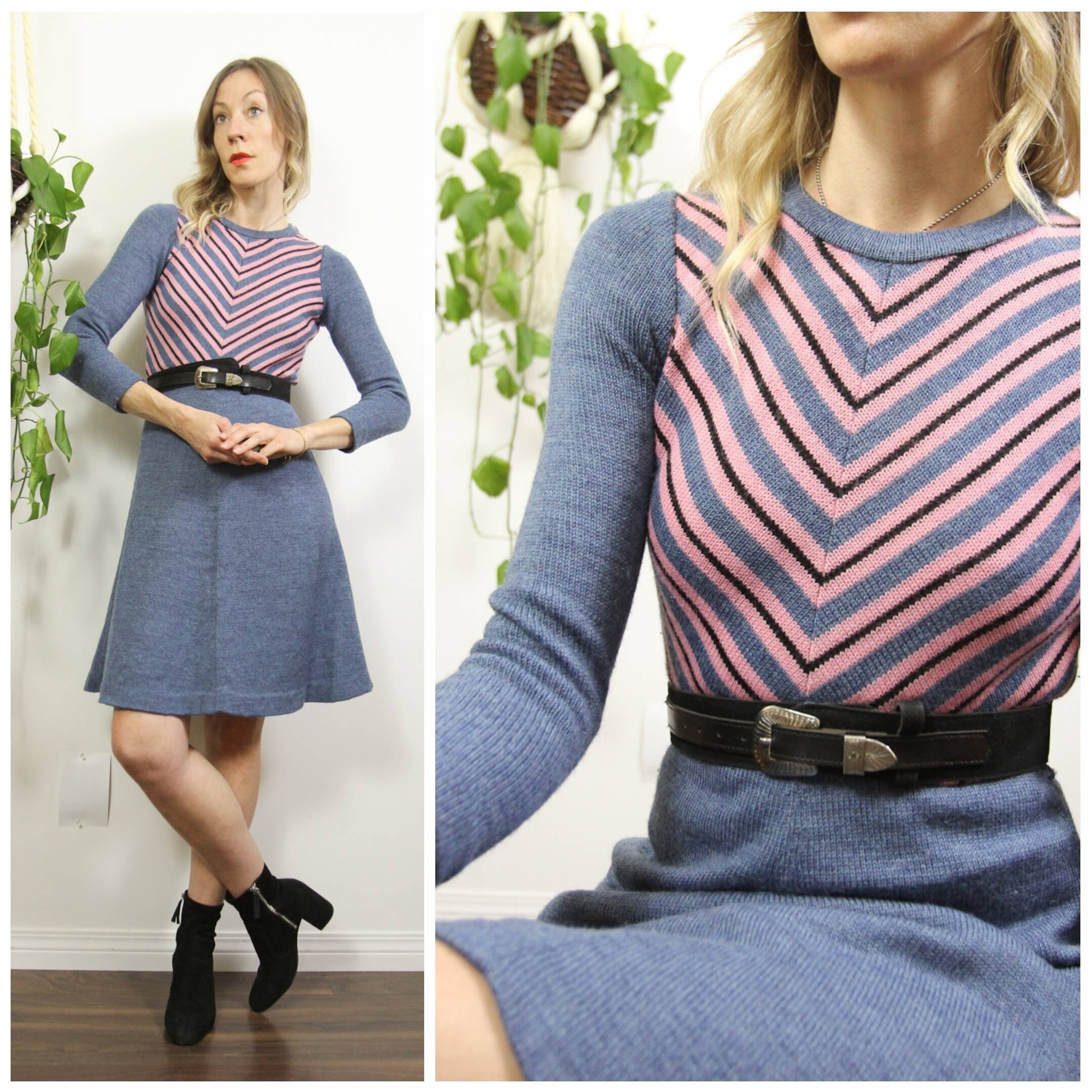 Pink Stripe Sweater Dress 