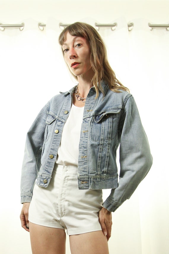 Sm. Vintage LEE 1970s light Blue Denim Jean Jacke… - image 3