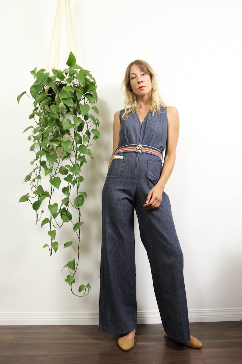1970s Deadstock Vintage Denim Bell Bottom Jumpsuit Etsy