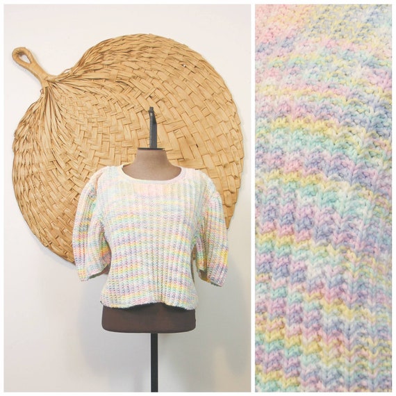 HandKnit Rainbow Crop~Top Sweater