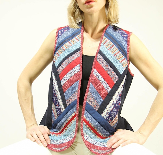 Plus Size 1970s Patchwork Vest - image 1