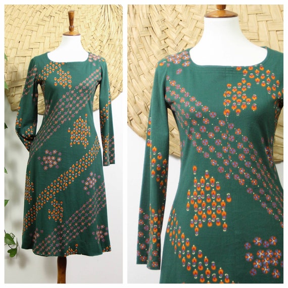 1970s Albert Nipon Emerald Green Designer Midi