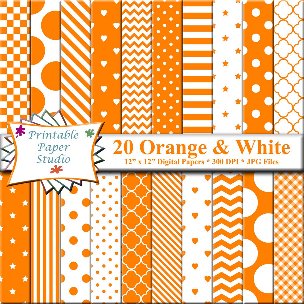 Orange Digital Paper Pack 12x12 Scrapbook Paper Orange Paper Etsy