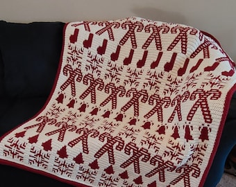 Crochet Christmas Blanket, Mosaic Overlay Crochet, PDF Full Written Pattern